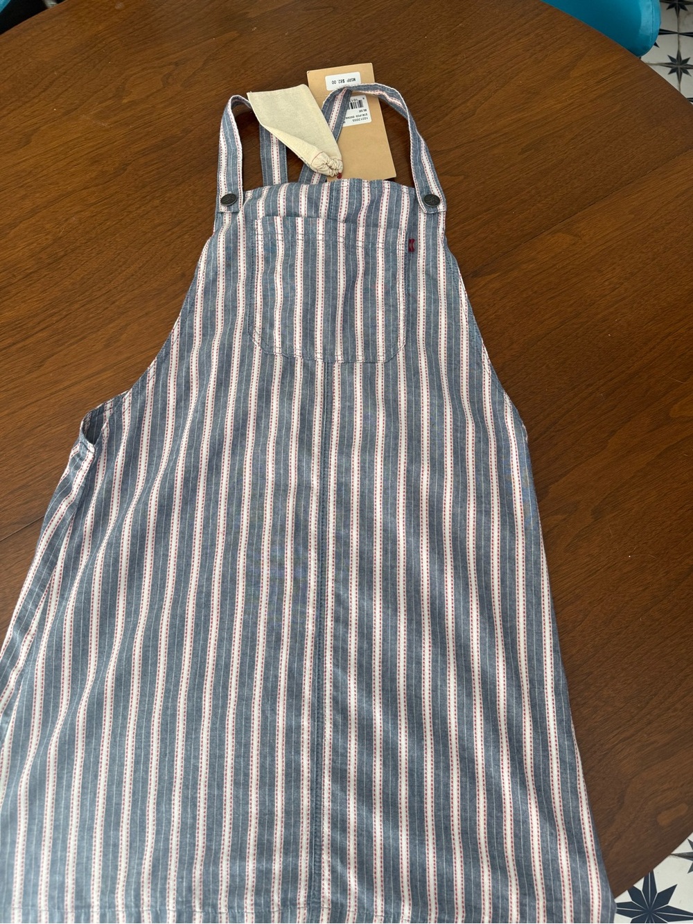 Purnell  Work Wear Striped Blue and White overall dress